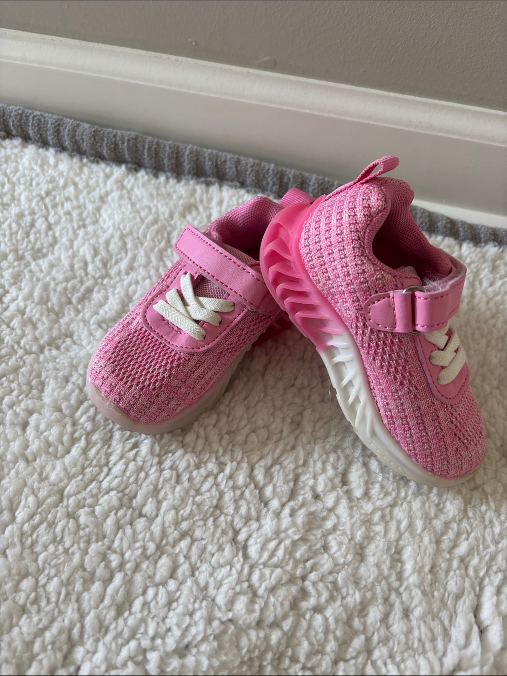 First Steps Girls Pink Mesh Hook-and-Loop Sneakers